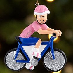 Personalized Female Bicycle Rider Ornament