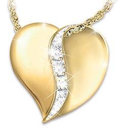 My Precious Daughter Engraved Heart and Diamond Necklace