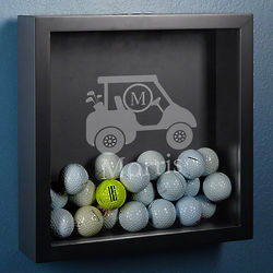 Personalized Golf Ball Display Case with Golf Cart Design