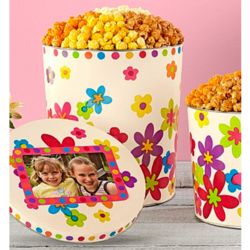 3.5 Gallons and 4 Flavors of Popcorn in Spring Floral Tins