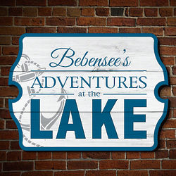 Adventures at the Lake Personalized Wooden Sign
