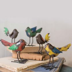 5 Recycled Metal Bird Figurines