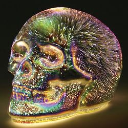 Mercury Glass LED Skull Accent Light