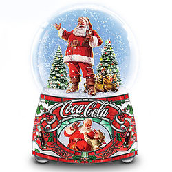 Coca Cola Santa Musical Light Up Glitter Globe