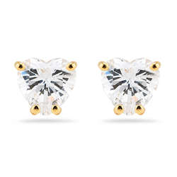 Diamond Heart Stud Earrings in 14K Yellow Gold