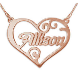 Personalized Rose Gold Plated Heart Name Necklace