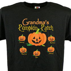 Pumpkin Patch Personalized Halloween Black T-Shirt