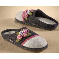 Wool and Rosette Slippers
