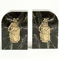 Golf Bag Green Marble Bookends