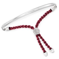 Sterling Silver and Maroon Macrame Personalized Name Bracelet