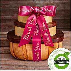 Organic Fruit and Nut Gift Tower with Thank You Ribbon