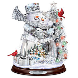 Hugs for the Holidays Crystal Snowman Musical Sculpture