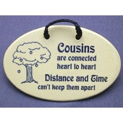Handcrafted Cousins Ceramic Wall Plaque