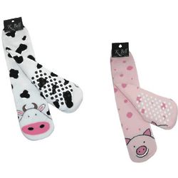 Women's Farm Animals Cow and Pig Slipper Socks Set
