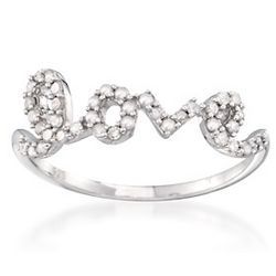 Love Script Diamond Ring in Sterling Silver