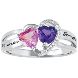 Couple's Personalized 2 Hearts 1 Love Ring