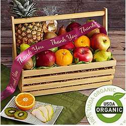 Organic Orchards Garden Fruit Basket with Thank You Ribbon