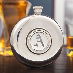 Personalized Hideaway Round Hip Flask and Shot Glass