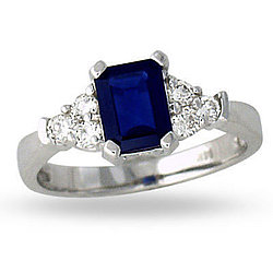 Sapphire and Diamond Ring 14K White Gold