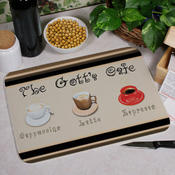 Personalized Cafe Kitchen Glass Cutting Board