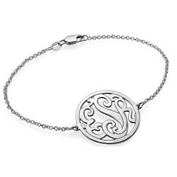 Silver Circle Monogram Bracelet