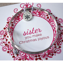 Personalized Christmas Sister Bangle Bracelet