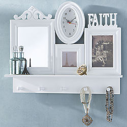 Faith Photo Shelf with Clock