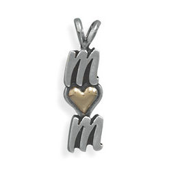 Heart of Gold Sterling Silver Mom Pendant