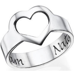Engraved Heart Ring in Sterling Silver