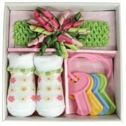 Baby's Swirly Flower Curly Headband and Socks Gift Set