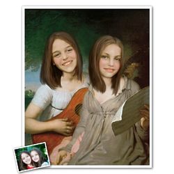 Princess Sisters Personalized Classic Painting Print