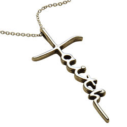 Sterling Silver Faith Script Cross Necklace