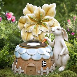 Record-Playing Rabbit Garden Sculpture