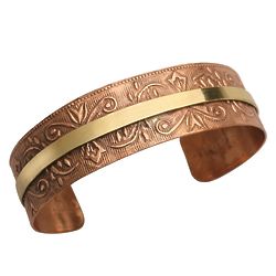 Chic Copper-Washed Cuff Bracelet with Brass Stripe