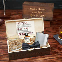 Engraved Rustic Wooden Box Groomsmen Gift Set