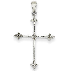 Slender Diamond Fleur-de-Lis Cross Necklace