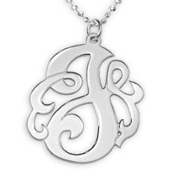 Sterling Silver Swirly Initial Necklace
