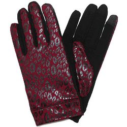 Women's Red Cheetah Print Unlined Texting Gloves