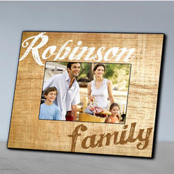 Family's Personalized Wood Grain Picture Frame in Brown