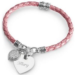 In My Heart Bracelet Collection Pink Braided Leather