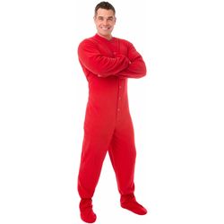 Red Fleece Adult Footed Pajamas