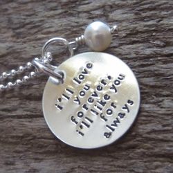 I Love You Forever Hand-Stamped Quote Necklace