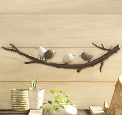 Four Birds on a Branch Wall Sculpture
