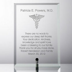 Personalized Glass Plaque for Doctors