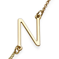 18K Yellow Gold Plated Sideways Initial Necklace