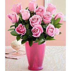 One Dozen Long Stemmed Pink Roses