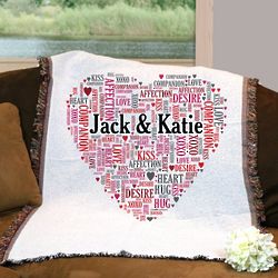 Personalized Couple's Love Word-Art Afghan