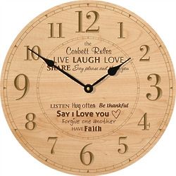 Family Rules Personalized Wall Clock