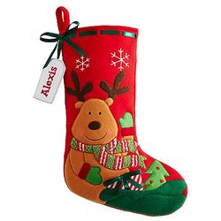 Personalized Reindeer with Holiday Presents Stocking