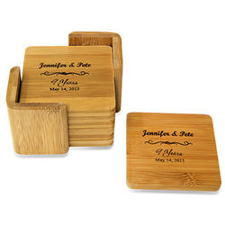 Personalized Anniversary Square Bamboo Coasters